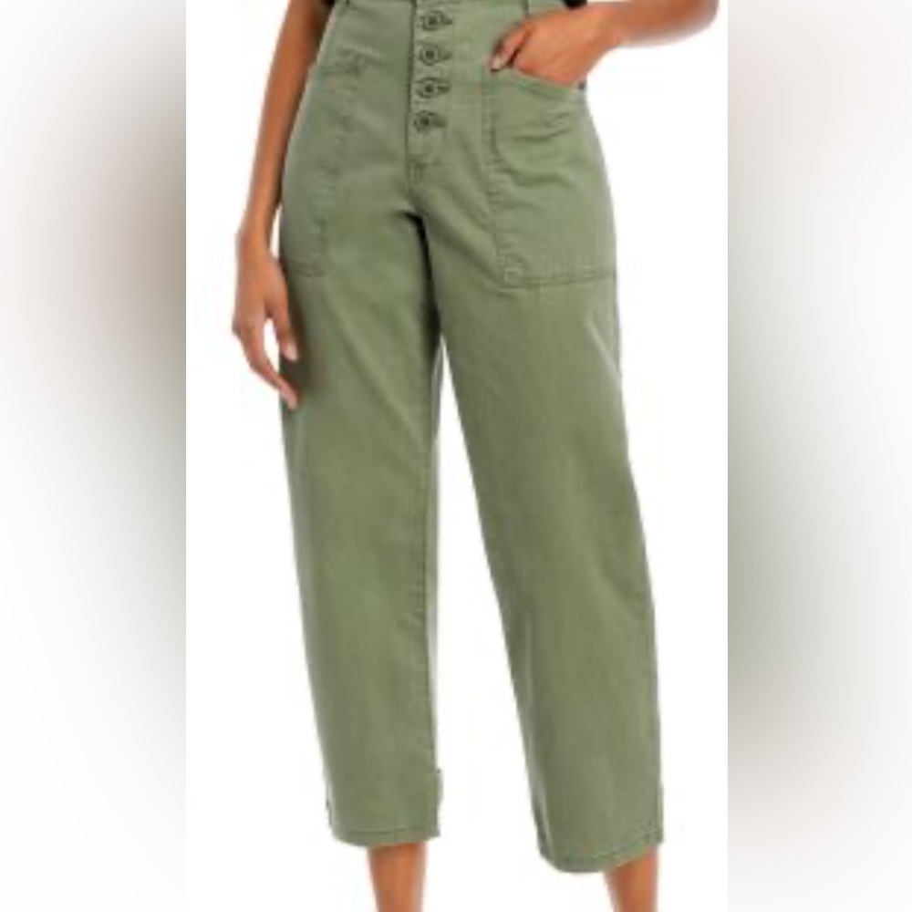 Pistola Green Cargo Pants with High Waist and Relaxed Fit in Sz 28